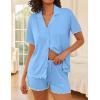 image:imageEkouaer Womens Pajama Sets Button Up Pjs Shorts Sets Soft Sleepwear 2 Piece Lounge Sets for Bridal Parties Postpartum SXXLLight Blue