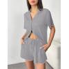 image:imageEkouaer Womens Pajama Sets Button Up Pjs Shorts Sets Soft Sleepwear 2 Piece Lounge Sets for Bridal Parties Postpartum SXXLLight Grey
