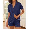 image:imageEkouaer Womens Pajama Sets Button Up Pjs Shorts Sets Soft Sleepwear 2 Piece Lounge Sets for Bridal Parties Postpartum SXXLNavy Blue