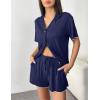 image:imageEkouaer Womens Pajama Sets Button Up Pjs Shorts Sets Soft Sleepwear 2 Piece Lounge Sets for Bridal Parties Postpartum SXXLNavy Blue