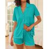 image:imageEkouaer Womens Pajama Sets Button Up Pjs Shorts Sets Soft Sleepwear 2 Piece Lounge Sets for Bridal Parties Postpartum SXXLPeacock Blue