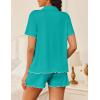 image:imageEkouaer Womens Pajama Sets Button Up Pjs Shorts Sets Soft Sleepwear 2 Piece Lounge Sets for Bridal Parties Postpartum SXXLPeacock Blue