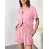 image:imageEkouaer Womens Pajama Sets Button Up Pjs Shorts Sets Soft Sleepwear 2 Piece Lounge Sets for Bridal Parties Postpartum SXXLPink