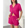 image:imageEkouaer Womens Pajama Sets Button Up Pjs Shorts Sets Soft Sleepwear 2 Piece Lounge Sets for Bridal Parties Postpartum SXXLRose Red