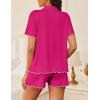 image:imageEkouaer Womens Pajama Sets Button Up Pjs Shorts Sets Soft Sleepwear 2 Piece Lounge Sets for Bridal Parties Postpartum SXXLRose Red