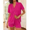 image:imageEkouaer Womens Pajama Sets Button Up Pjs Shorts Sets Soft Sleepwear 2 Piece Lounge Sets for Bridal Parties Postpartum SXXLRose Red