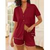 image:imageEkouaer Womens Pajama Sets Button Up Pjs Shorts Sets Soft Sleepwear 2 Piece Lounge Sets for Bridal Parties Postpartum SXXLWine Red