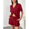 image:imageEkouaer Womens Pajama Sets Button Up Pjs Shorts Sets Soft Sleepwear 2 Piece Lounge Sets for Bridal Parties Postpartum SXXLWine Red
