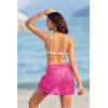 image:imageEkouaer Womens Short Sarongs Chiffon Cover Ups Sheer Bikini Wraps for Swimwear S3XLLacerose Red