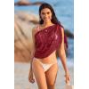 image:imageEkouaer Womens Short Sarongs Chiffon Cover Ups Sheer Bikini Wraps for Swimwear S3XLLacewine Red