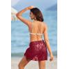 image:imageEkouaer Womens Short Sarongs Chiffon Cover Ups Sheer Bikini Wraps for Swimwear S3XLLacewine Red