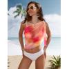 image:imageEkouaer Womens Short Sarongs Chiffon Cover Ups Sheer Bikini Wraps for Swimwear S3XLOrange Red Tie Dye