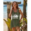 image:imageEkouaer Womens Sleeveless Swimwear Coverups TShirt Beach Dress Tank Bikini Cover Up with PrintAarmy Green
