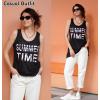 image:imageEkouaer Womens Sleeveless Swimwear Coverups TShirt Beach Dress Tank Bikini Cover Up with PrintAblack