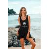 image:imageEkouaer Womens Sleeveless Swimwear Coverups TShirt Beach Dress Tank Bikini Cover Up with PrintAblackcoconut Palm2
