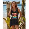 image:imageEkouaer Womens Sleeveless Swimwear Coverups TShirt Beach Dress Tank Bikini Cover Up with PrintAblacktropical Trees