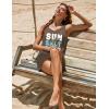 image:imageEkouaer Womens Sleeveless Swimwear Coverups TShirt Beach Dress Tank Bikini Cover Up with PrintAbrowncoconut Palm