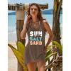 image:imageEkouaer Womens Sleeveless Swimwear Coverups TShirt Beach Dress Tank Bikini Cover Up with PrintAbrowncoconut Palm