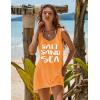 image:imageEkouaer Womens Sleeveless Swimwear Coverups TShirt Beach Dress Tank Bikini Cover Up with PrintAorange