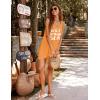 image:imageEkouaer Womens Sleeveless Swimwear Coverups TShirt Beach Dress Tank Bikini Cover Up with PrintAorange