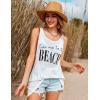 image:imageEkouaer Womens Sleeveless Swimwear Coverups TShirt Beach Dress Tank Bikini Cover Up with PrintAwhite