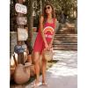 image:imageEkouaer Womens Sleeveless Swimwear Coverups TShirt Beach Dress Tank Bikini Cover Up with PrintAwind Red
