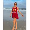 image:imageEkouaer Womens Sleeveless Swimwear Coverups TShirt Beach Dress Tank Bikini Cover Up with PrintAwind Red