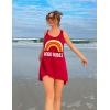 image:imageEkouaer Womens Sleeveless Swimwear Coverups TShirt Beach Dress Tank Bikini Cover Up with PrintAwind Red