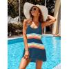 image:imageEkouaer Womens Sleeveless Swimwear Coverups TShirt Beach Dress Tank Bikini Cover Up with PrintBstripe