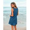 image:imageEkouaer Womens Sleeveless Swimwear Coverups TShirt Beach Dress Tank Bikini Cover Up with PrintDark Blue