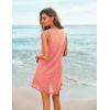image:imageEkouaer Womens Sleeveless Swimwear Coverups TShirt Beach Dress Tank Bikini Cover Up with PrintOrange Pink