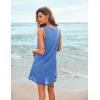 image:imageEkouaer Womens Sleeveless Swimwear Coverups TShirt Beach Dress Tank Bikini Cover Up with PrintPure Blue