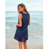 image:imageEkouaer Womens Sleeveless Swimwear Coverups TShirt Beach Dress Tank Bikini Cover Up with PrintPure Navy Blue