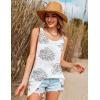 image:imageEkouaer Womens Sleeveless Swimwear Coverups TShirt Beach Dress Tank Bikini Cover Up with PrintWhite Flower