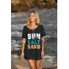 image:imageEkouaer Womens Swimsuit Beach Cover Up Short Sleeve Cover Ups for Swimwear Bathing Suit Coverups SXXXLBlack Tropical  Letter