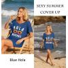 image:imageEkouaer Womens Swimsuit Beach Cover Up Short Sleeve Cover Ups for Swimwear Bathing Suit Coverups SXXXLBlue Hola