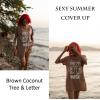 image:imageEkouaer Womens Swimsuit Beach Cover Up Short Sleeve Cover Ups for Swimwear Bathing Suit Coverups SXXXLBrown Coconut Tree  Letter