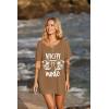 image:imageEkouaer Womens Swimsuit Beach Cover Up Short Sleeve Cover Ups for Swimwear Bathing Suit Coverups SXXXLBrown Coconut Tree  Letter