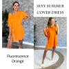 image:imageEkouaer Womens Swimsuit Beach Cover Up Short Sleeve Cover Ups for Swimwear Bathing Suit Coverups SXXXLFluorescence Orange