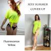 image:imageEkouaer Womens Swimsuit Beach Cover Up Short Sleeve Cover Ups for Swimwear Bathing Suit Coverups SXXXLFluorescence Yellow