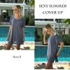 image:imageEkouaer Womens Swimsuit Beach Cover Up Short Sleeve Cover Ups for Swimwear Bathing Suit Coverups SXXXLGray Blue