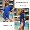 image:imageEkouaer Womens Swimsuit Beach Cover Up Short Sleeve Cover Ups for Swimwear Bathing Suit Coverups SXXXLSnorkel Blue