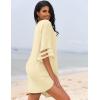 image:imageEkouaer Womens Swimsuit Cover Up 34 Bell Sleeve Beachwear Coverups Deep VNeck Bikini Beach Dress S3XLC Apricot