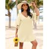 image:imageEkouaer Womens Swimsuit Cover Up 34 Bell Sleeve Beachwear Coverups Deep VNeck Bikini Beach Dress S3XLC Apricot