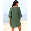 image:imageEkouaer Womens Swimsuit Cover Up 34 Bell Sleeve Beachwear Coverups Deep VNeck Bikini Beach Dress S3XLC Army Green