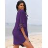image:imageEkouaer Womens Swimsuit Cover Up 34 Bell Sleeve Beachwear Coverups Deep VNeck Bikini Beach Dress S3XLDeep Purple