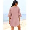 image:imageEkouaer Womens Swimsuit Cover Up 34 Bell Sleeve Beachwear Coverups Deep VNeck Bikini Beach Dress S3XLGray Purple