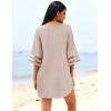 image:imageEkouaer Womens Swimsuit Cover Up 34 Bell Sleeve Beachwear Coverups Deep VNeck Bikini Beach Dress S3XLKhaki