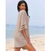 image:imageEkouaer Womens Swimsuit Cover Up 34 Bell Sleeve Beachwear Coverups Deep VNeck Bikini Beach Dress S3XLKhaki