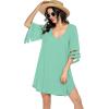 image:imageEkouaer Womens Swimsuit Cover Up 34 Bell Sleeve Beachwear Coverups Deep VNeck Bikini Beach Dress S3XLLight Mint